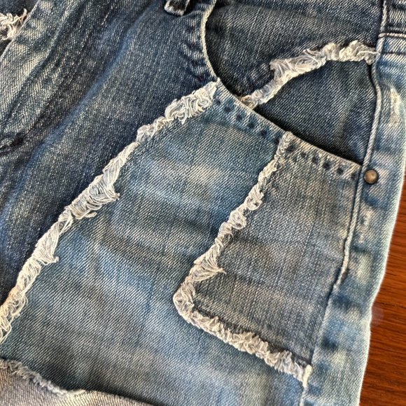 Goldsign Patchwork Denim Shorts - Picture 2 of 6